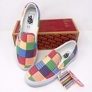 Vans Classic Slip-On Pride Multi True White • New w/ Box • Men’s 10 & 11.5